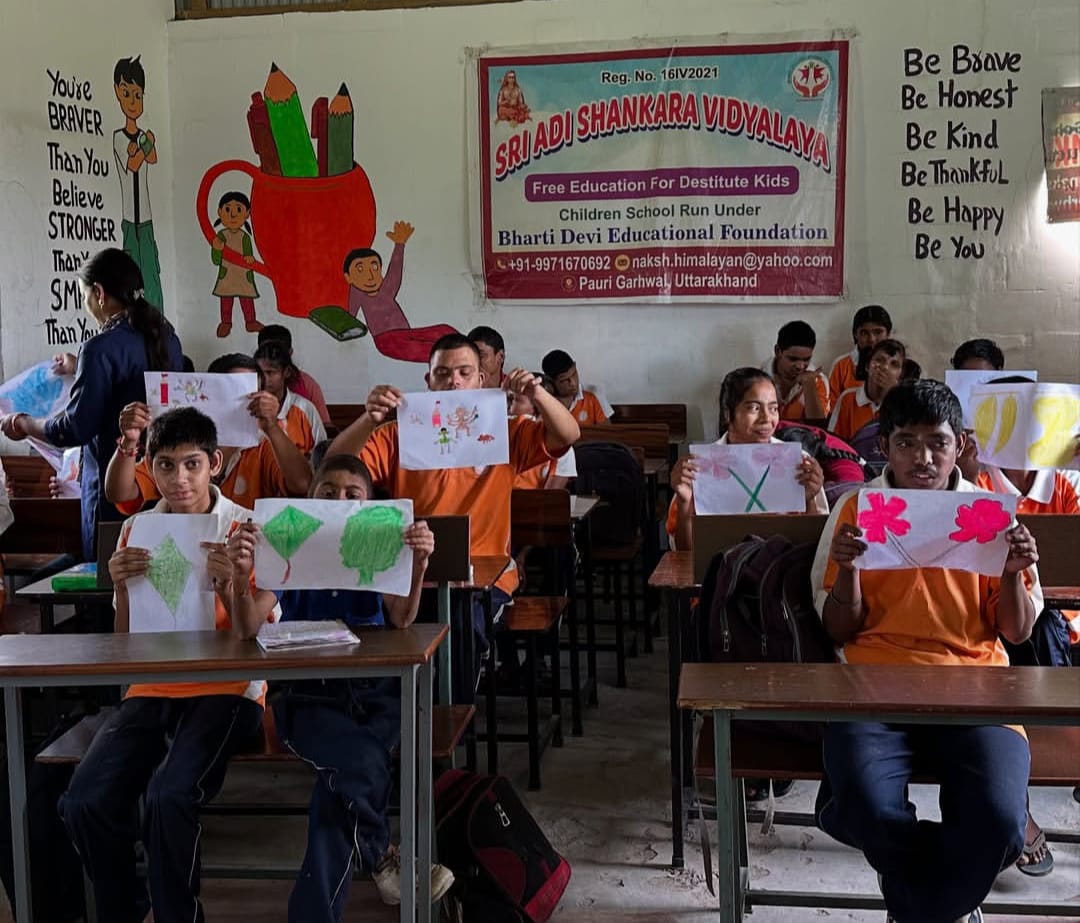 Children creating art and crafts